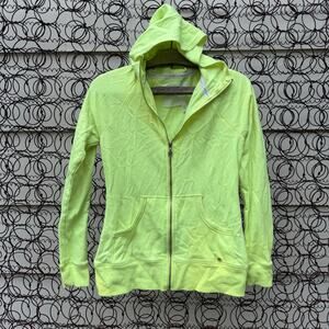 Victoria's Secret Supermodel Angel Wing Zip Up Hoodie Neon Yellow Gold Sequin XS